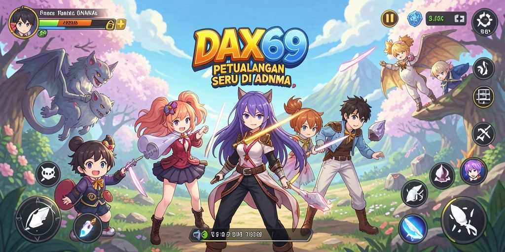 Tampilan gameplay DAX69 dengan karakter anime populer dalam aksi.