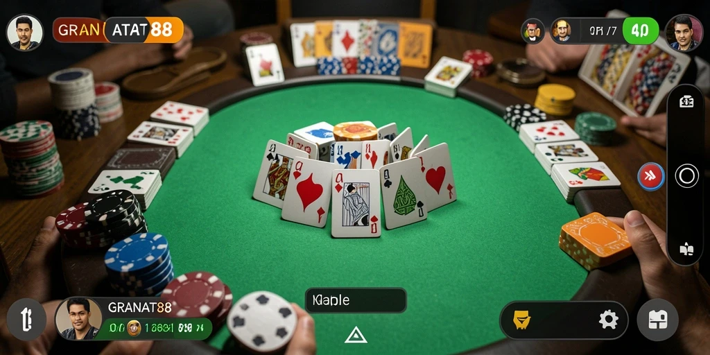 Tampilan seru gameplay Gaple yang menggugah semangat.