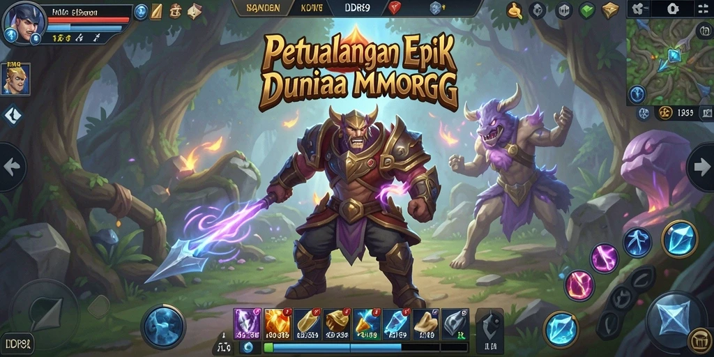 Screenshot gameplay IDR89 menampilkan pertarungan epik di dunia fantasi.