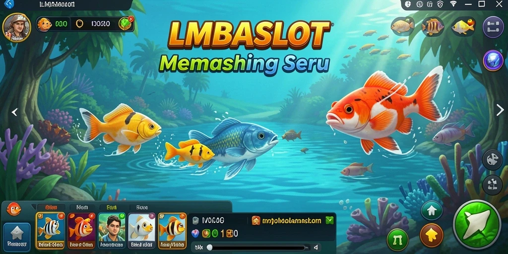 Tampilan gameplay LMBASLOT yang menarik saat memancing ikan.
