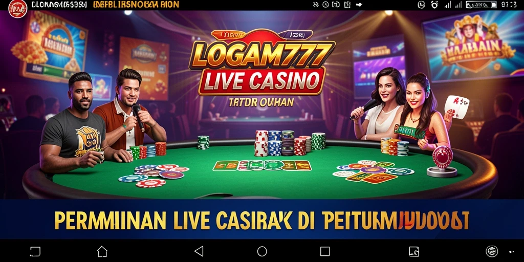 Screenshot utama LOGAM777 menampilkan dealer langsung dalam permainan Live Casino.