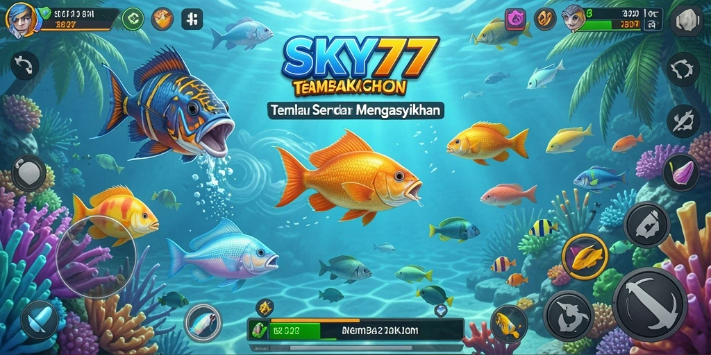 Tangkapan layar menunjukkan gameplay seru dari SKY77, penuh aksi menangkap ikan.