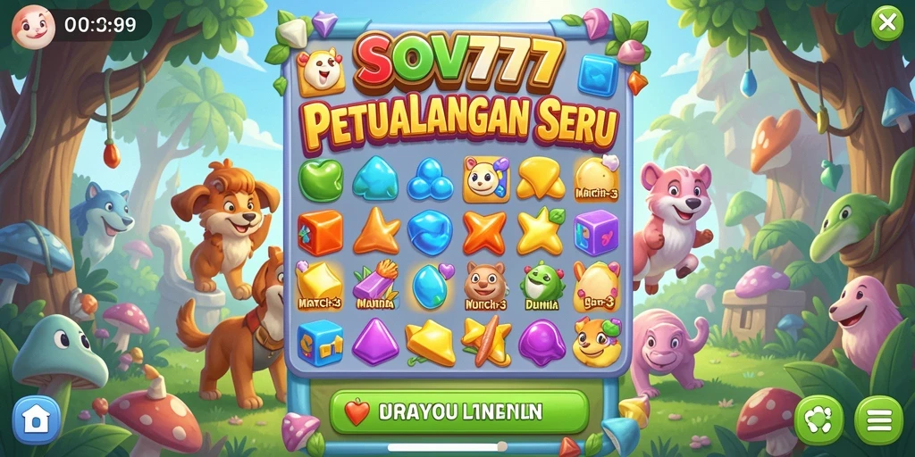 Tampilan seru gameplay SOV777 saat mencocokkan permata di level sulit.