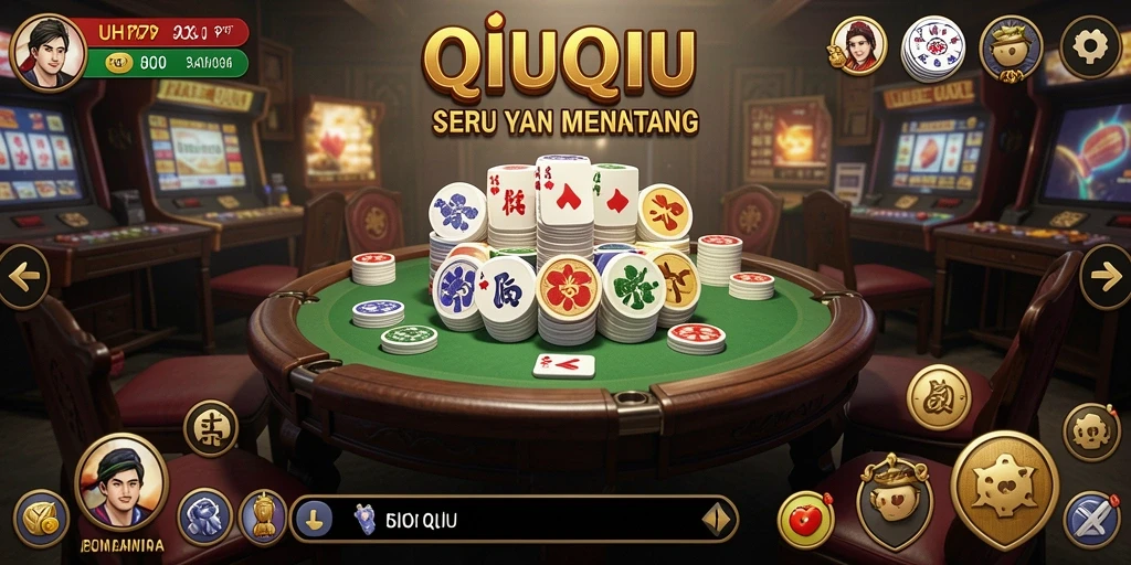 Screenshot UH77 menampilkan permainan QiuQiu yang seru dan menantang.