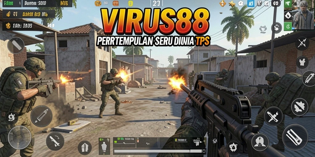 Tampilan gameplay menegangkan dari VIRUS88, penuh aksi seru.